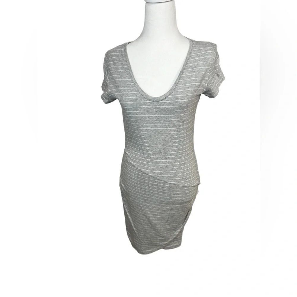 Athleta Knee Length Casual Striped Dresses small gray and white stripe midi - Picture 7 of 11